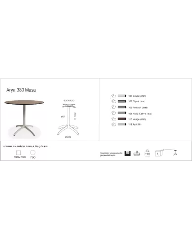 Arya 330 Masa Ø79 / 79x79