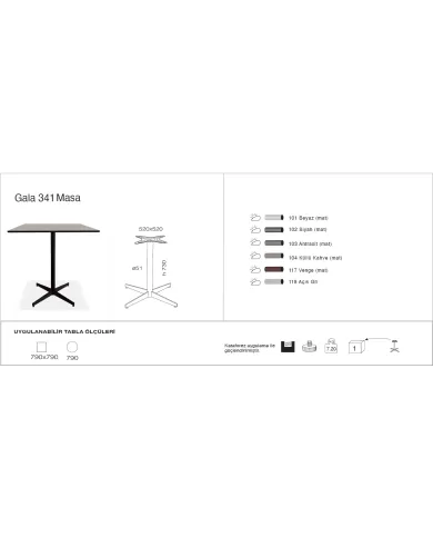 Gala 341 Masa Ø79 / 79x79