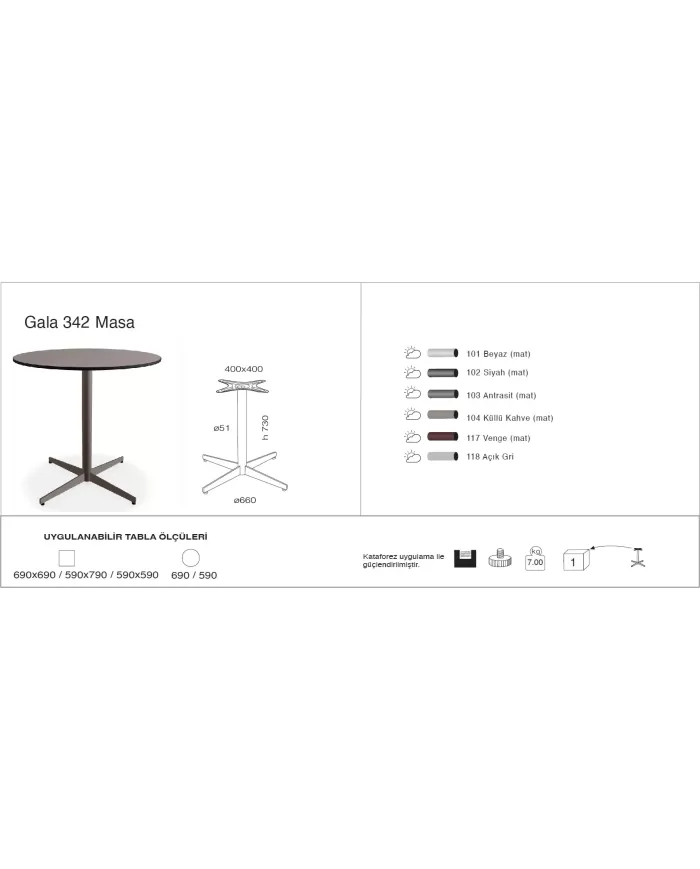 Gala 342 Masa Ø59 / Ø69 / 59x59 / 69x69