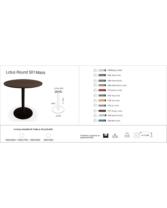 Lotus Round 501 Masa Ø59 / Ø69 / 59x59 / 69x69