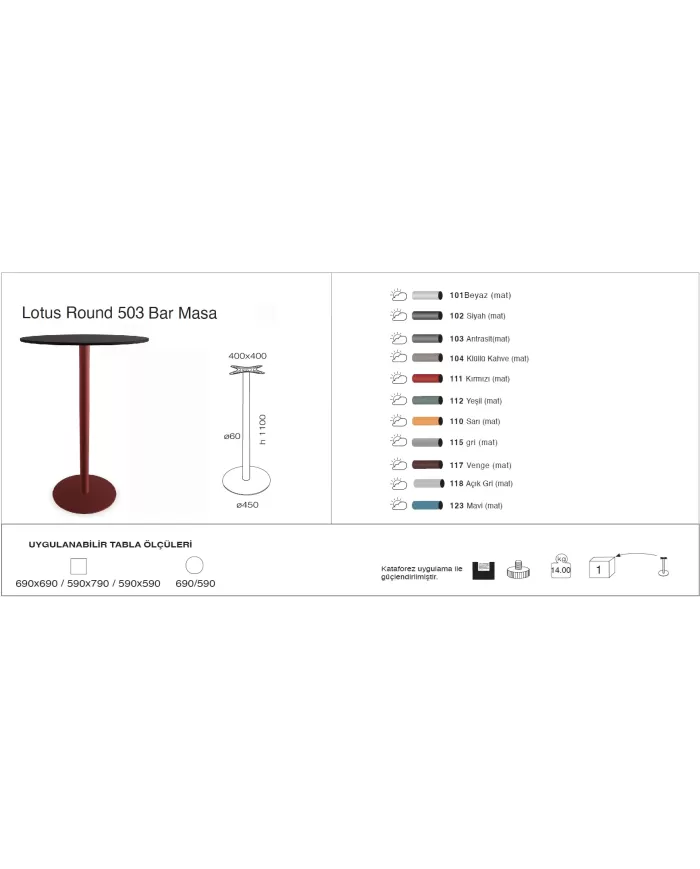 Lotus Round 503 Masa Ø59 / Ø69 / 59x59 / 69x69 - BAR