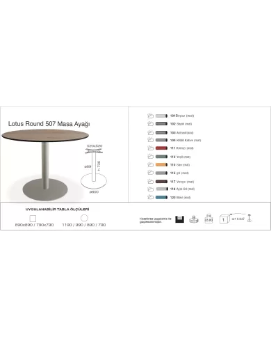Lotus Round 507 Masa Ø79 / Ø89 / Ø99 / Ø119 / 79x79 / 89x89
