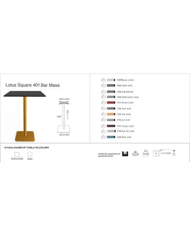 Lotus Square 401 Masa Ø59 / 59x59 - BAR