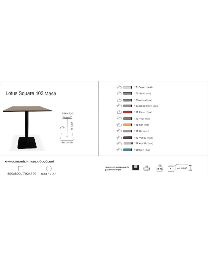 Lotus Square 403 Masa Ø79 / Ø89 / 79x79 / 89x89