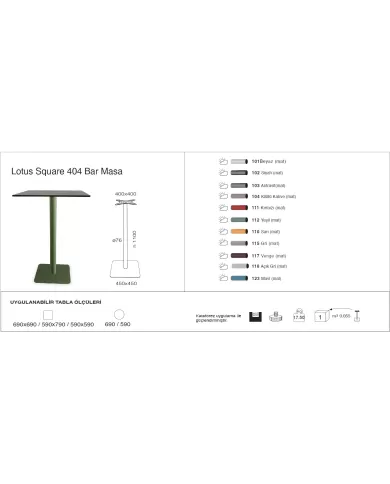Lotus Square 404 Masa Ø59 / Ø69 / 59x59 / 69x69 - BAR