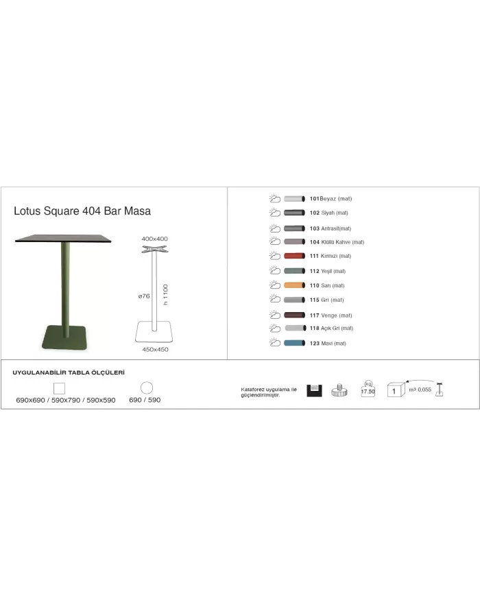 Lotus Square 404 Masa Ø59 / Ø69 / 59x59 / 69x69 - BAR