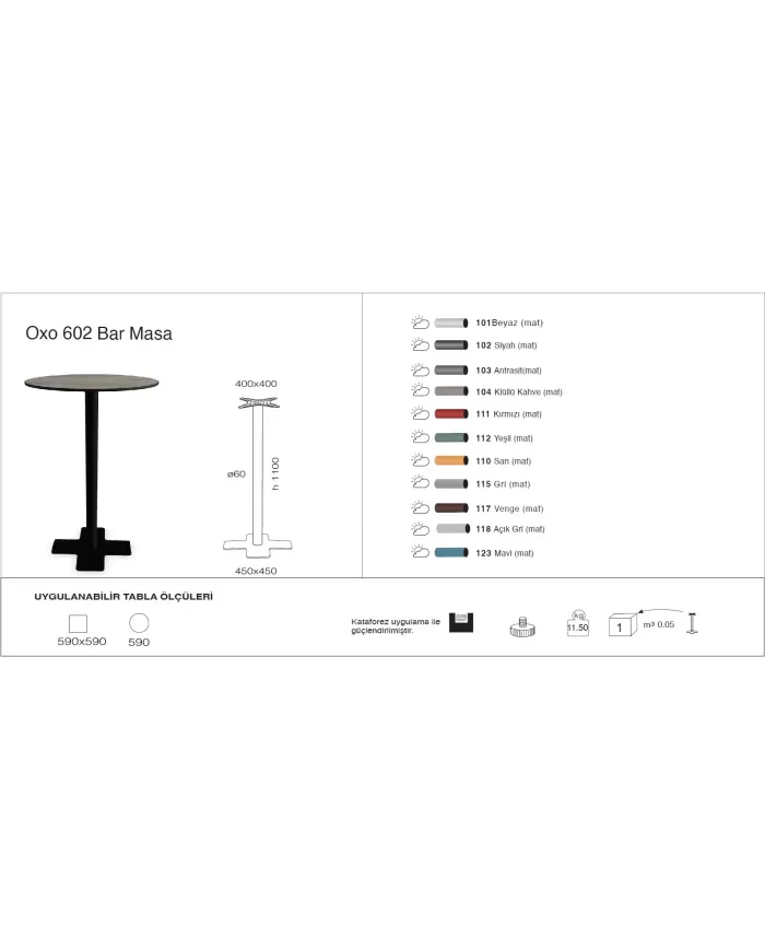 Oxo 602 Masa Ø59 / 59x59 - BAR