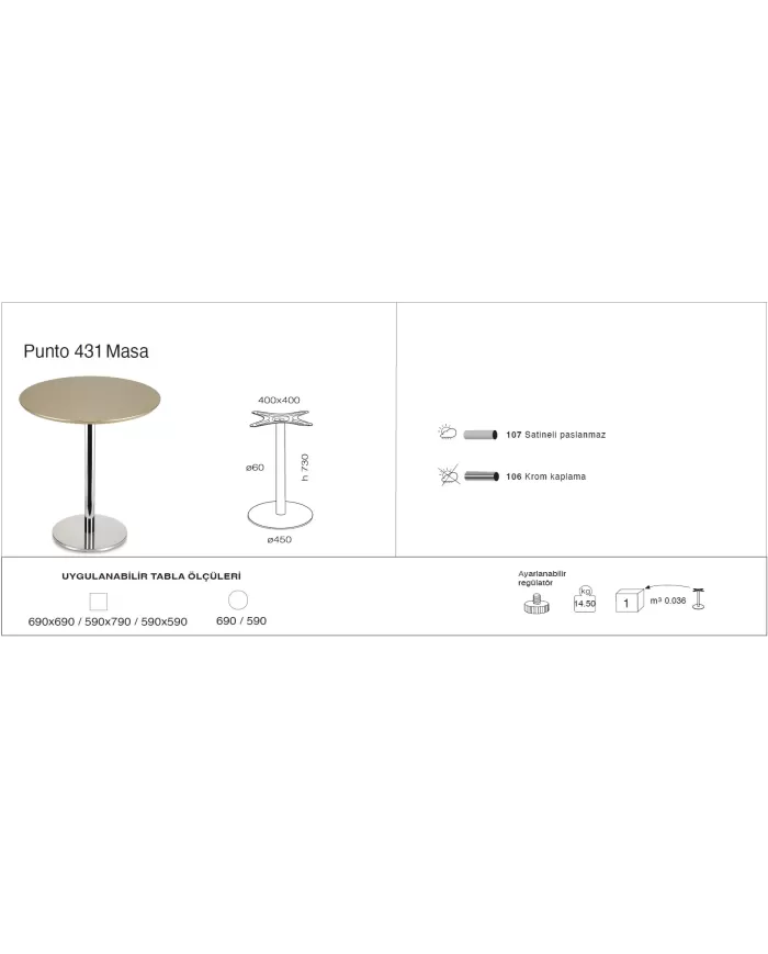 Punto 431 Masa Ø59 / Ø69 / 59x59 / 69x69