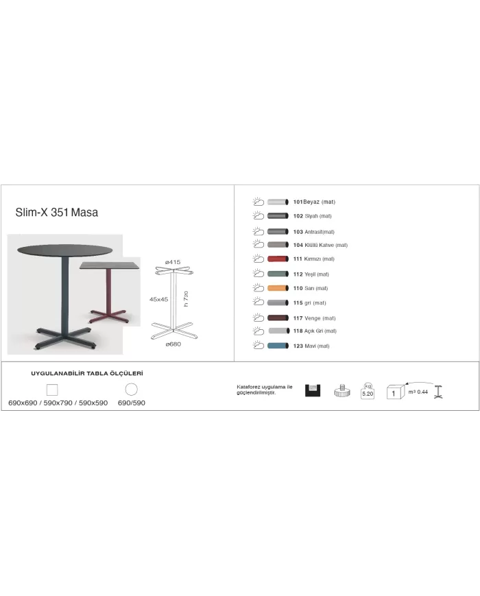 Slim-X 351 Masa Ø59 / Ø69 / 59x59 / 69x69