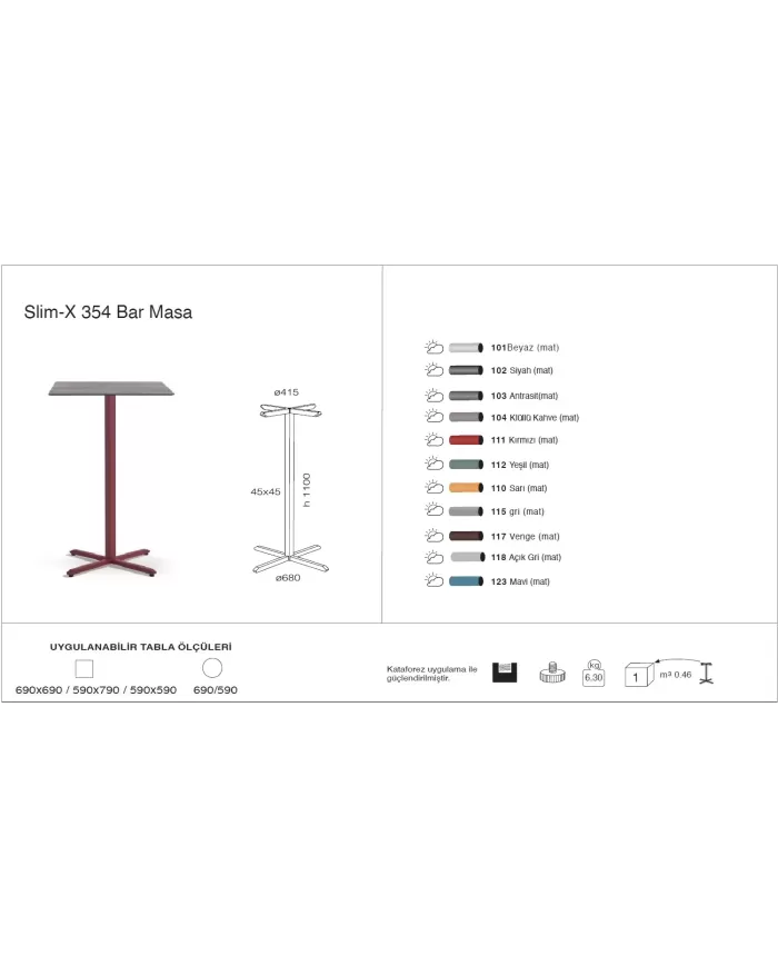 Slim-X 354 Masa Ø59 / Ø69 / 59x59 / 69x69 - BAR
