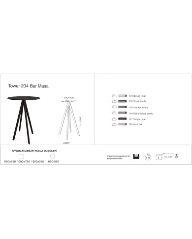 Tower 204 Masa Ø59 / Ø69 / 59x59 / 69x69 - BAR