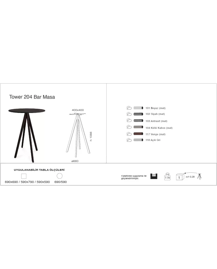 Tower 204 Masa Ø59 / Ø69 / 59x59 / 69x69 - BAR