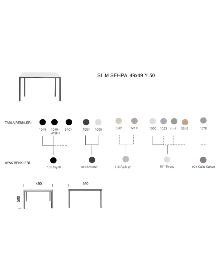 Slim Sehpa 49x49
