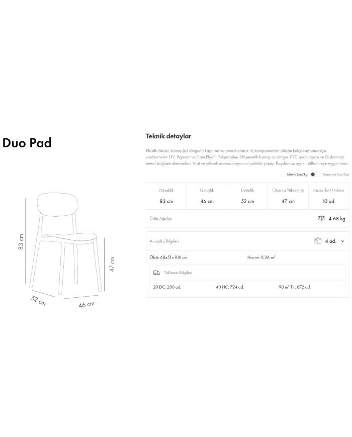 Duo Pad Sandalye