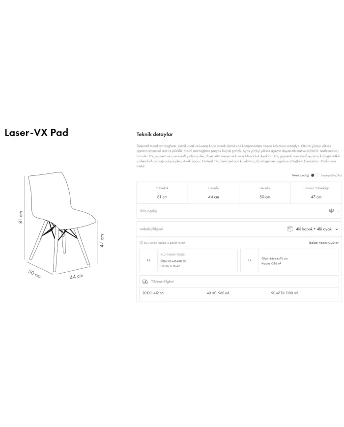 Laser-VX Pad Sandalye