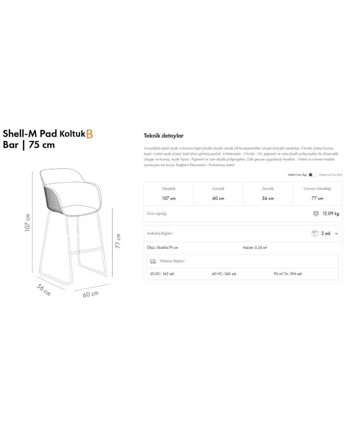 Shell-MB Koltuk Pad Bar 75
