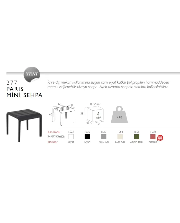 277 PARIS MİNİ SEHPA