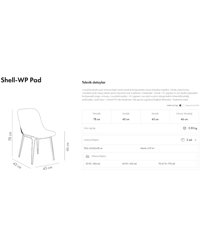 Shell-WP Pad Sandalye