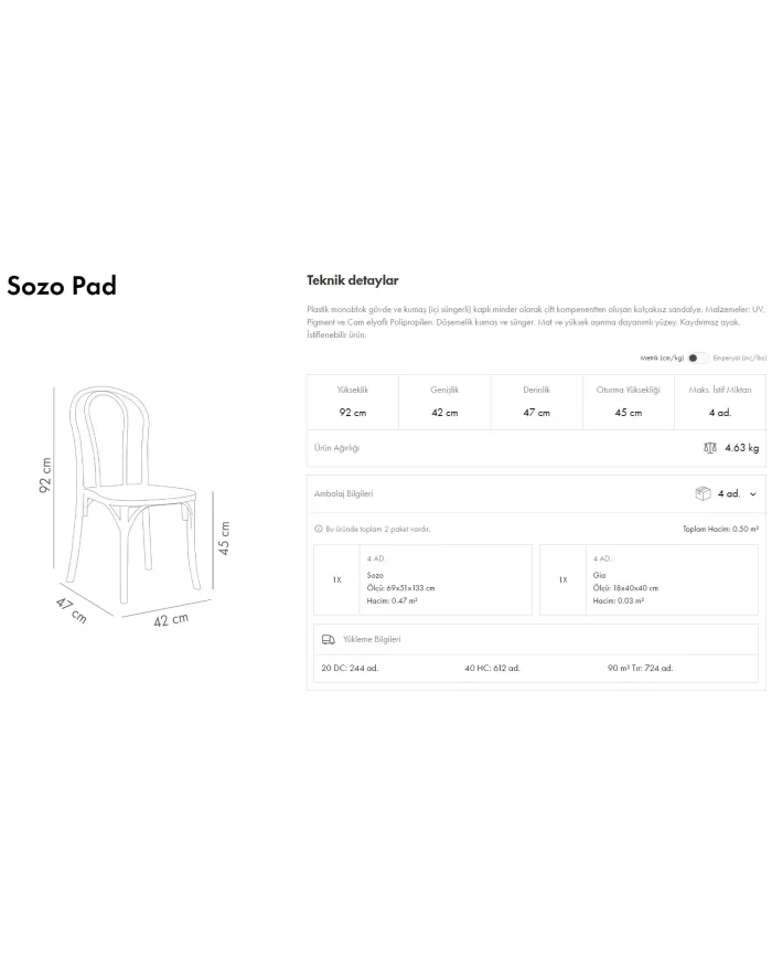 Sozo Pad Sandalye