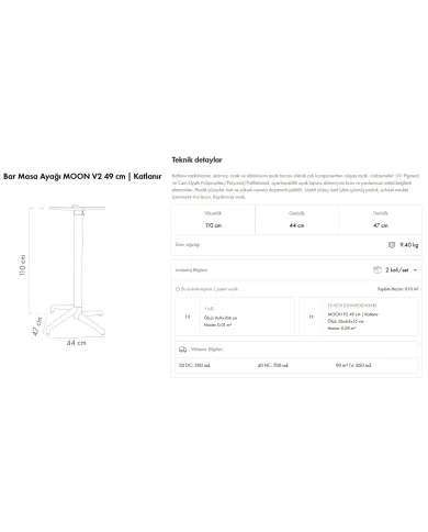 Moon Bar Ayak 49 V2 Katlanır