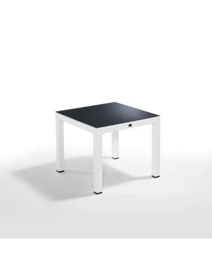 035 Wood Masa 90x90 Noktalı Camlı Masa