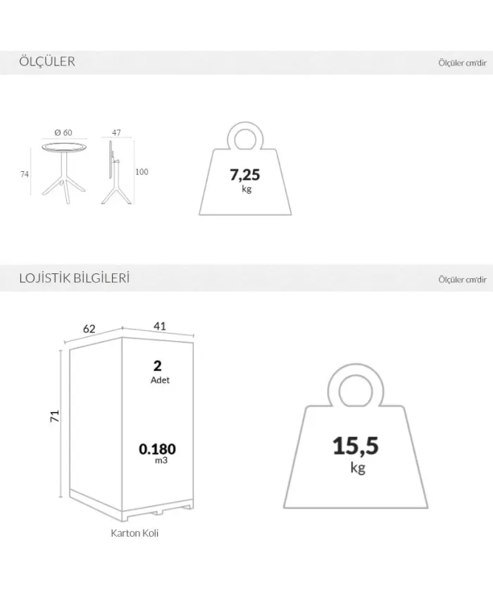 121 SKY KATLANIR MASA Ø60