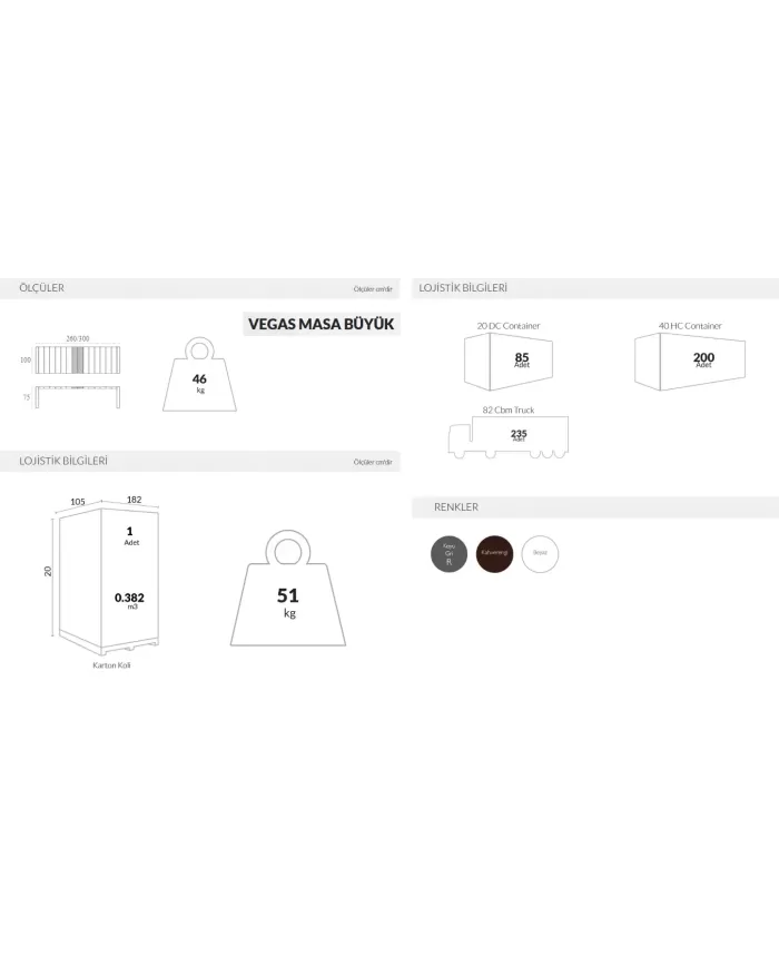 776 VEGAS (R) MASA BÜYÜK 100x260-300