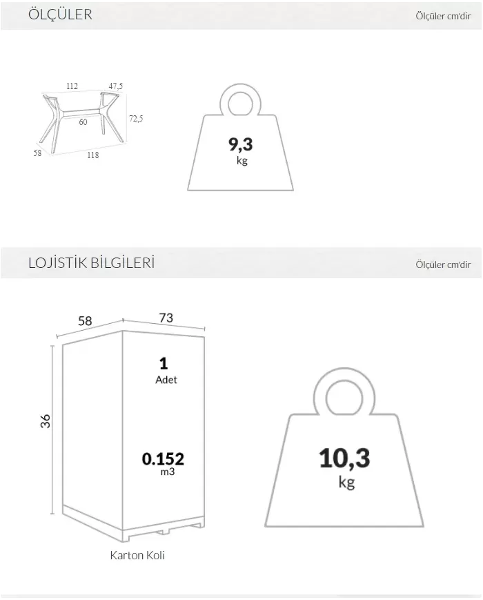 868 IBIZA MASA AYAĞI (orta)