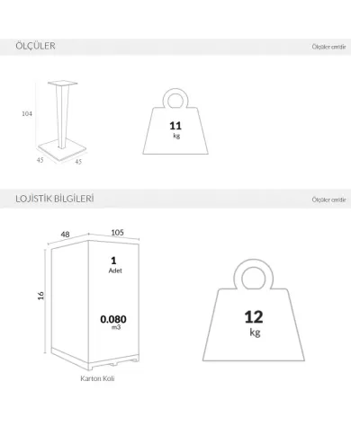 892 RIVA BAR MASA AYAĞI 45x45x104