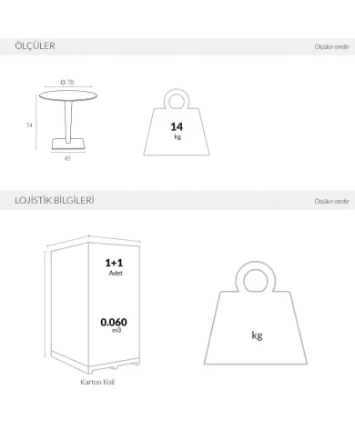 882 RIVA - YUVARLAK MASA Ø70