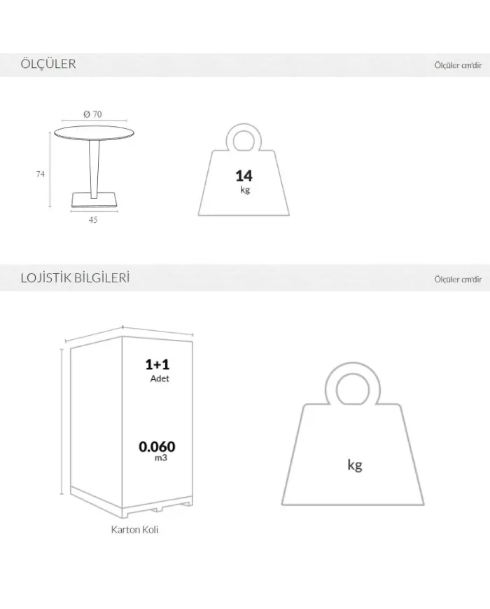 882 RIVA - YUVARLAK MASA Ø70