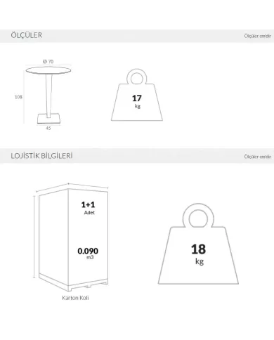 886 RIVA YUVARLAK BAR MASA Ø70 cm