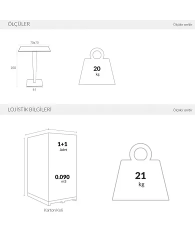888 RIVA BAR MASA 70x70 cm