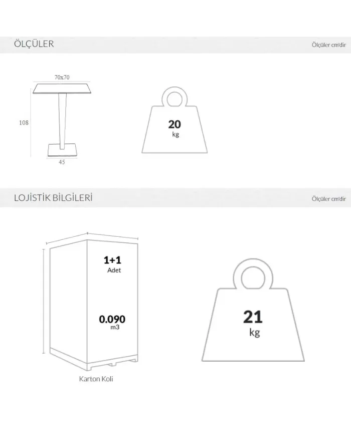 888 RIVA BAR MASA 70x70 cm