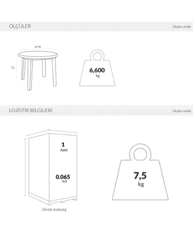 125 MASA Ø90 cm (4 kişilik)