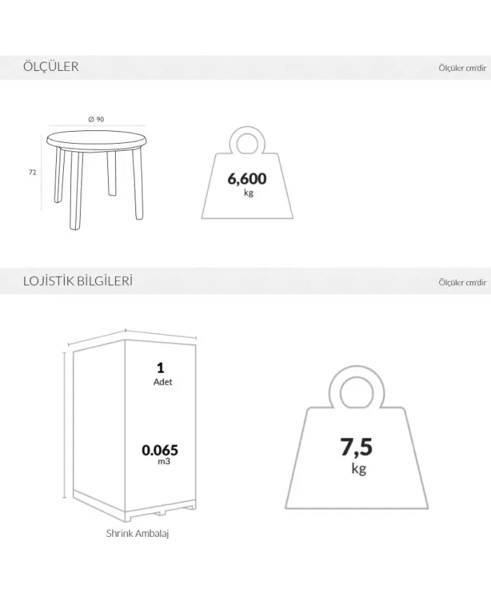 125 MASA Ø90 cm (4 kişilik)