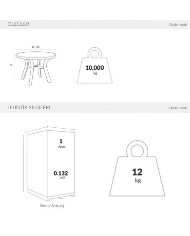 146 TRUVA MASA Ø105 cm (5 kişilik)