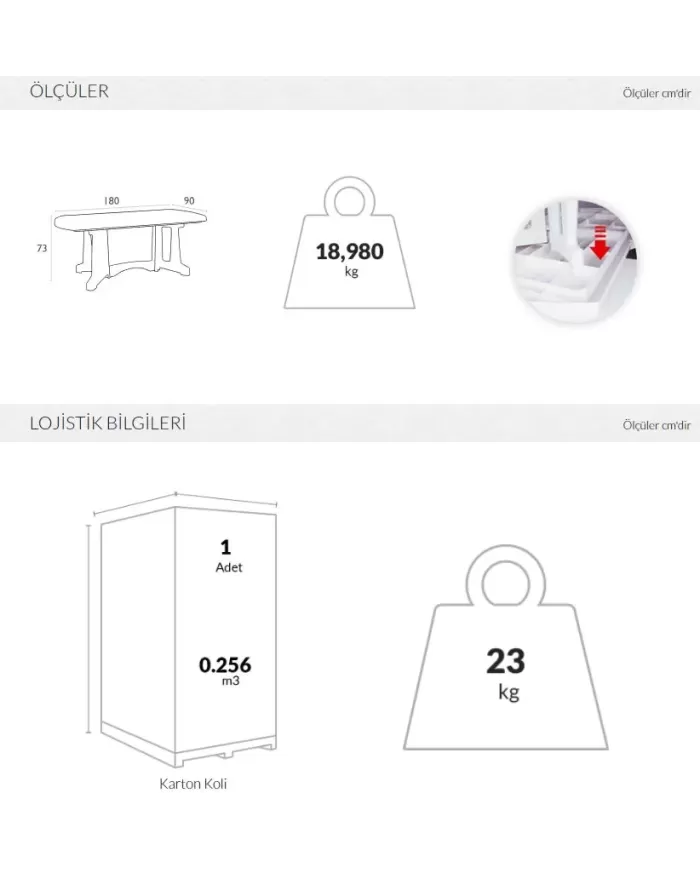 158 MASA 90x180 cm (6 kişilik)