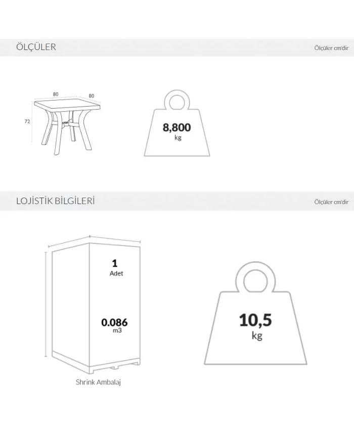 168 VİVA MASA 80x80 cm (4 kişilik)