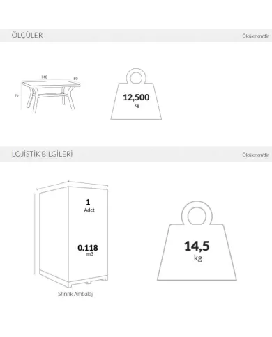 182 ROMA MASA 80x140 cm (6 kişilik)