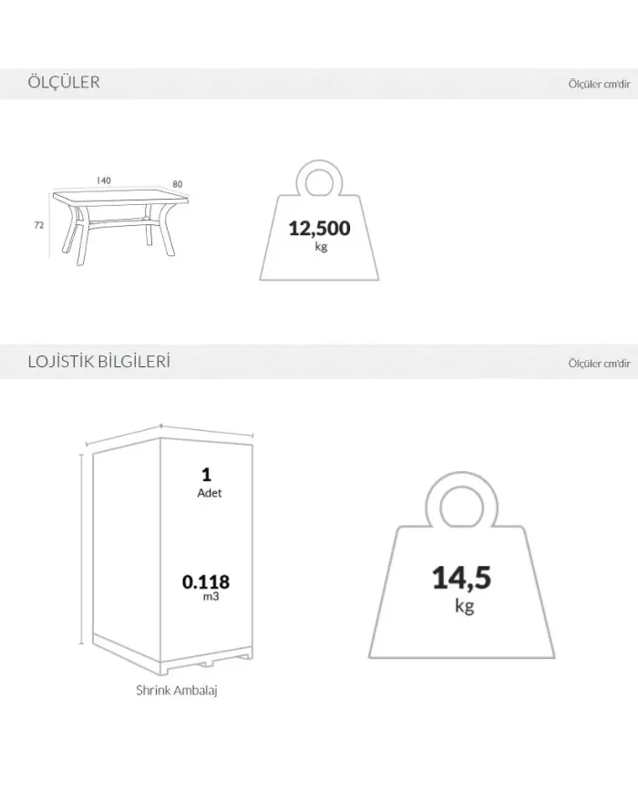182 ROMA MASA 80x140 cm (6 kişilik)