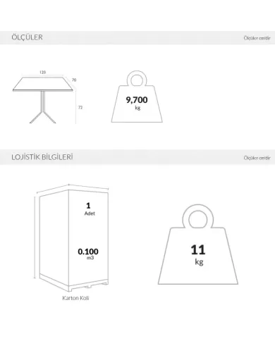 196 KATLANIR MASA 70x120 cm