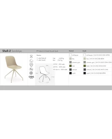 Shell-Z Sandalye (boyalı ayak)