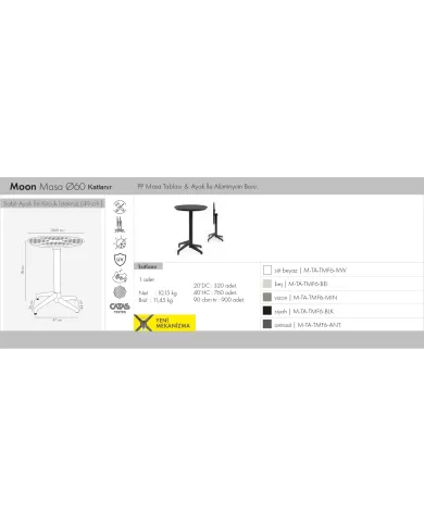 Moon Masa Katlanır Ø60
