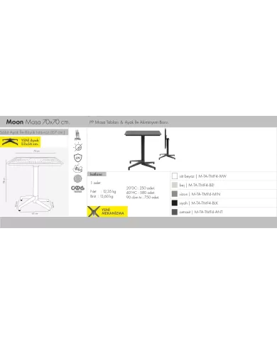 Moon Masa Katlanır 70x70