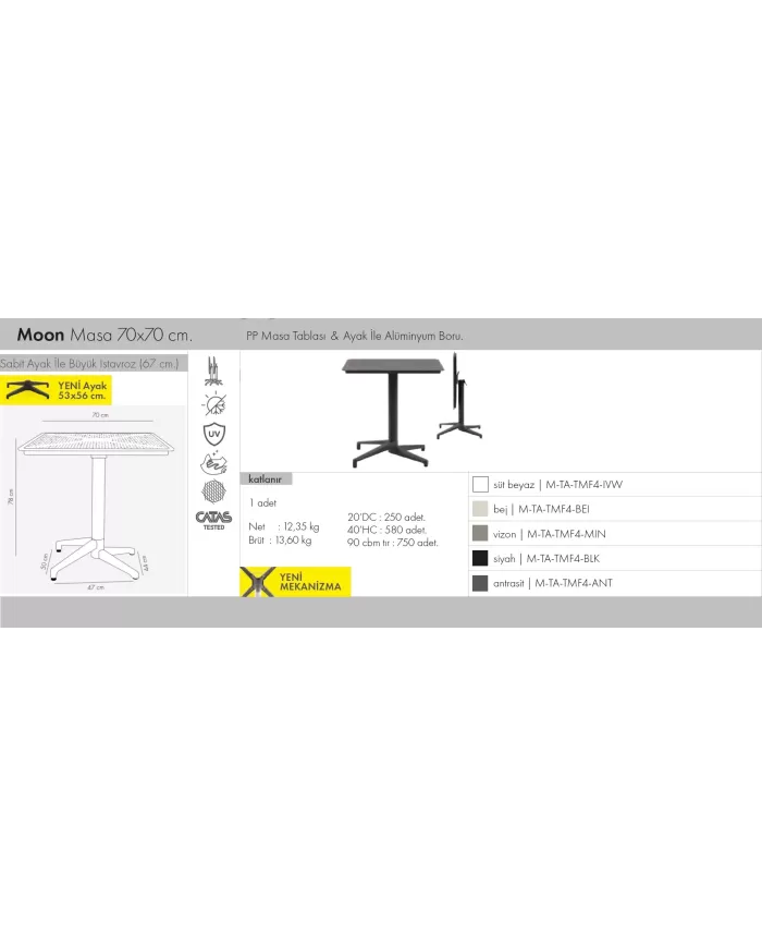 Moon Masa Katlanır 70x70