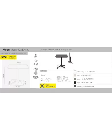 Moon Masa Katlanır 80x80