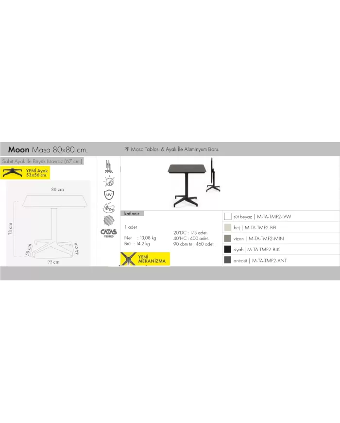 Moon Masa Katlanır 80x80