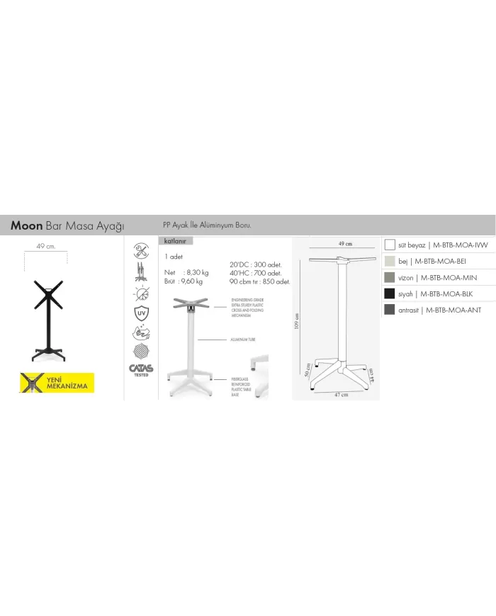 Moon Bar Masa Sabit Ayak