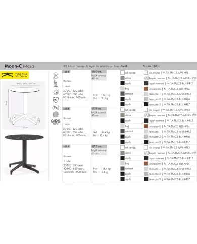 Moon-C Masa Ø60/Ø70/Ø77